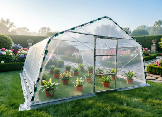 Single-span Tunnel Garden Greenhouse with Polyethylene Film for livestock breeding  goods storage  temporary shelters
